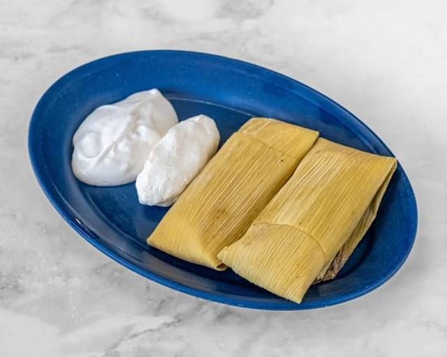 Two Tamales De Elote, Crema Y Cuajada.