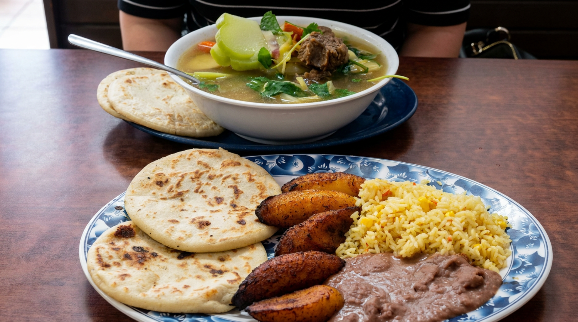 Plantains, beans and crema